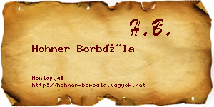 Hohner Borbála névjegykártya